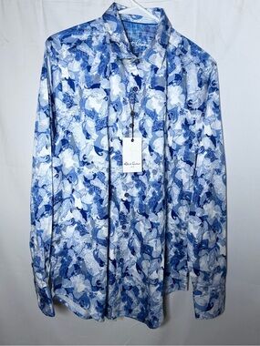 NWT $198 Robert Graham Blue & White Paisley Button-Up Shirt